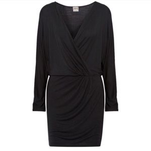 Haute hippie black faux wrap dress bnwt